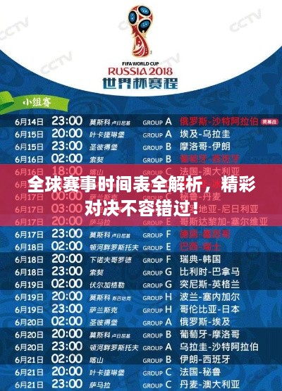 全球賽事時間表全解析，精彩對決不容錯過！