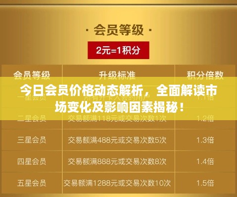 今日會員價格動態(tài)解析，全面解讀市場變化及影響因素揭秘！